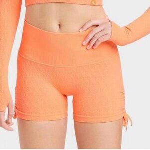 New! Womens Seamless Side Cinch Bike Shorts JoyLab Orange XXL